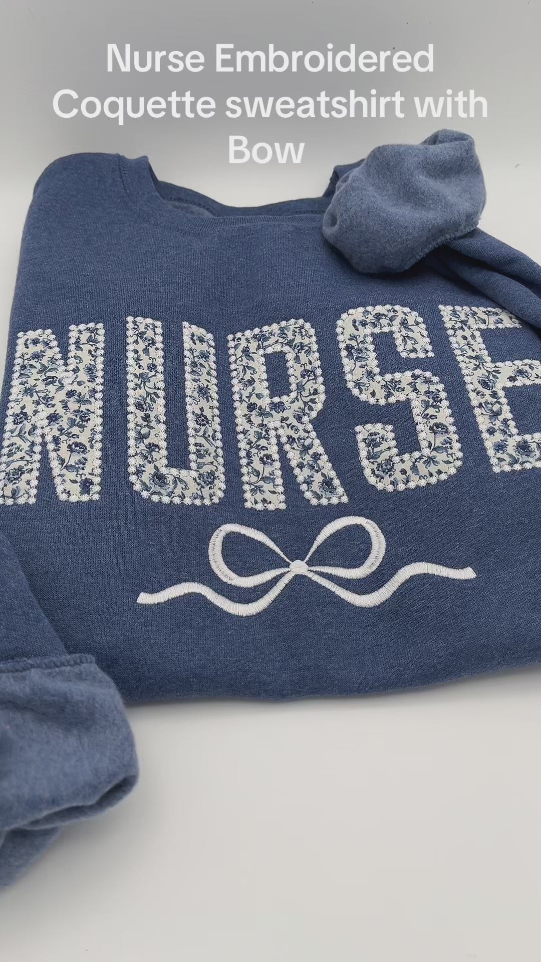 Coquette Nurse Sweatshirt – Appliqué & Embroidered Bow | Custom Department Option. Labor and delivery. Emergency, NICU, Mother Baby, doctor
