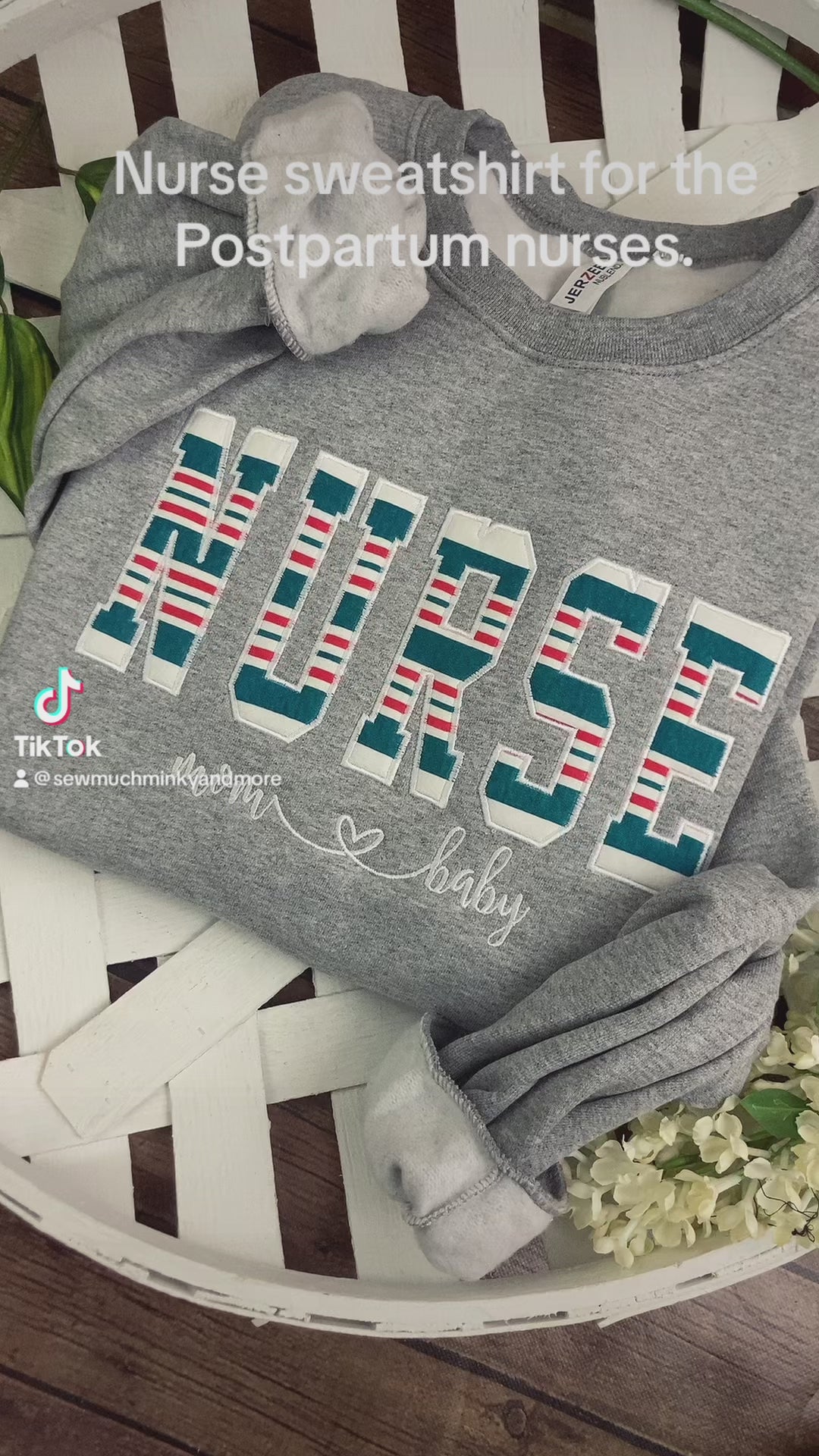 Nurse sweatshirt from baby hospital swaddle Blanket-  RN labor delivery  Licensed Practical, CNA,  - Fabric Keepsake Sweatshirts - Applique