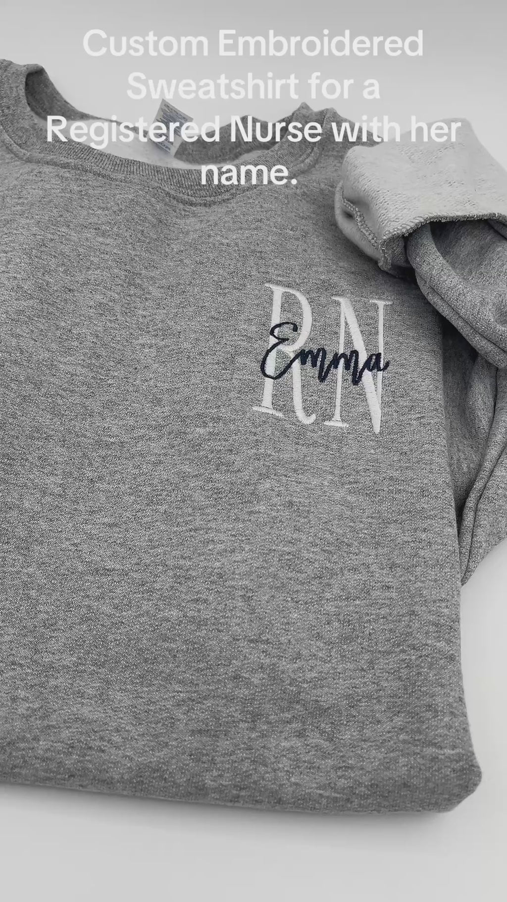 Custom Nurse Embroidered Sweatshirt – Left Chest Logo with Personalized Name and Credentials – Choose Shirt & Thread Colors - Nursing School