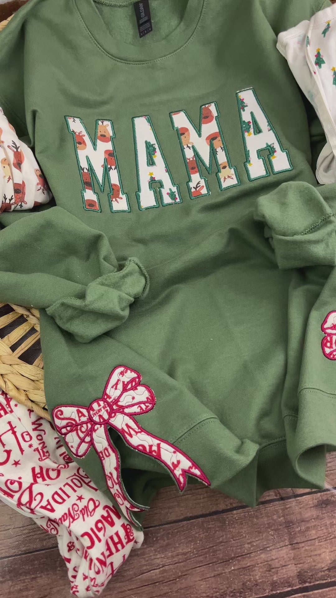 Mama sweatshirt with Side Bows from Baby clothes - Onsies /Mommy / Daddy/ Grandma - Fabric Keepsake Sweatshirts - Applique from baby clothes Nana Mimi Gigi
