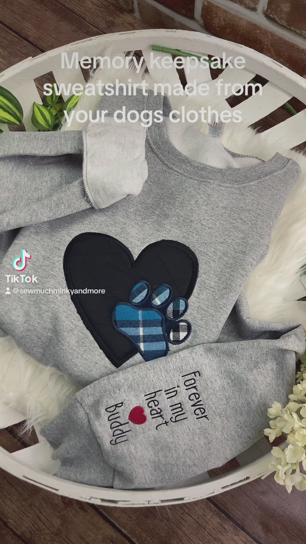 Dog   Or Cat sweatshirt from favorite clothes  Fabric Keepsake Sweatshirts - Applique from dogs favorite clothes, bandana, or blanket
