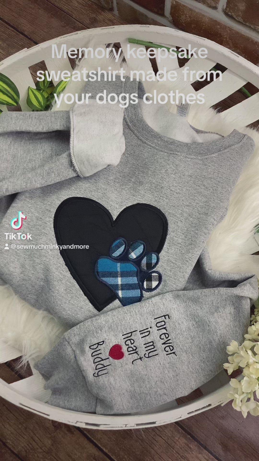Dog   Or Cat sweatshirt from favorite clothes  Fabric Keepsake Sweatshirts - Applique from dogs favorite clothes, bandana, or blanket