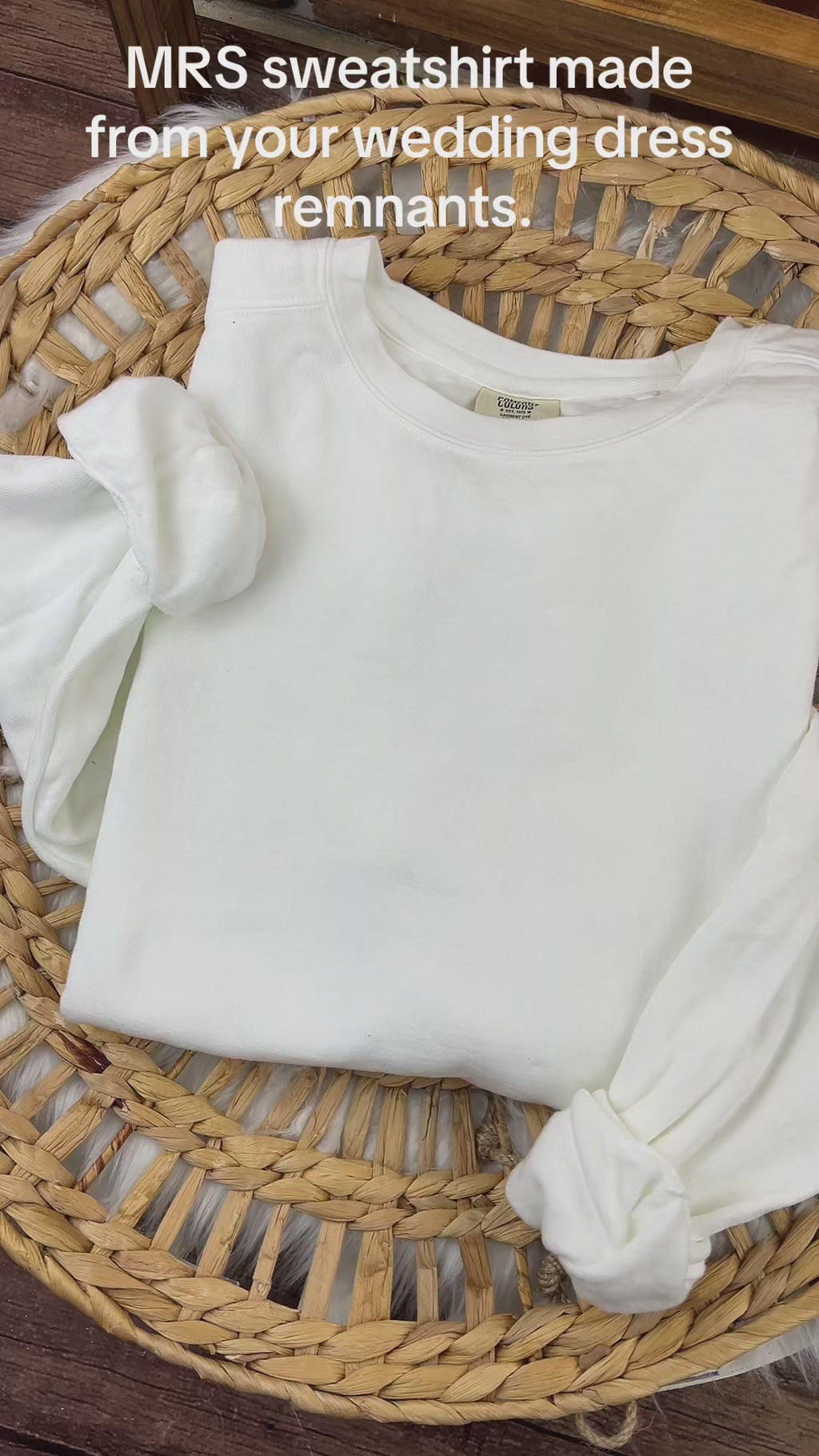 MRS Applique Embroidered Sweatshirt with Bride’s New Last Name – Sage Chinoiserie or send your wedding dress remnents – Personalized Bridal Gift, Wedding, Engagement, Honeymoon