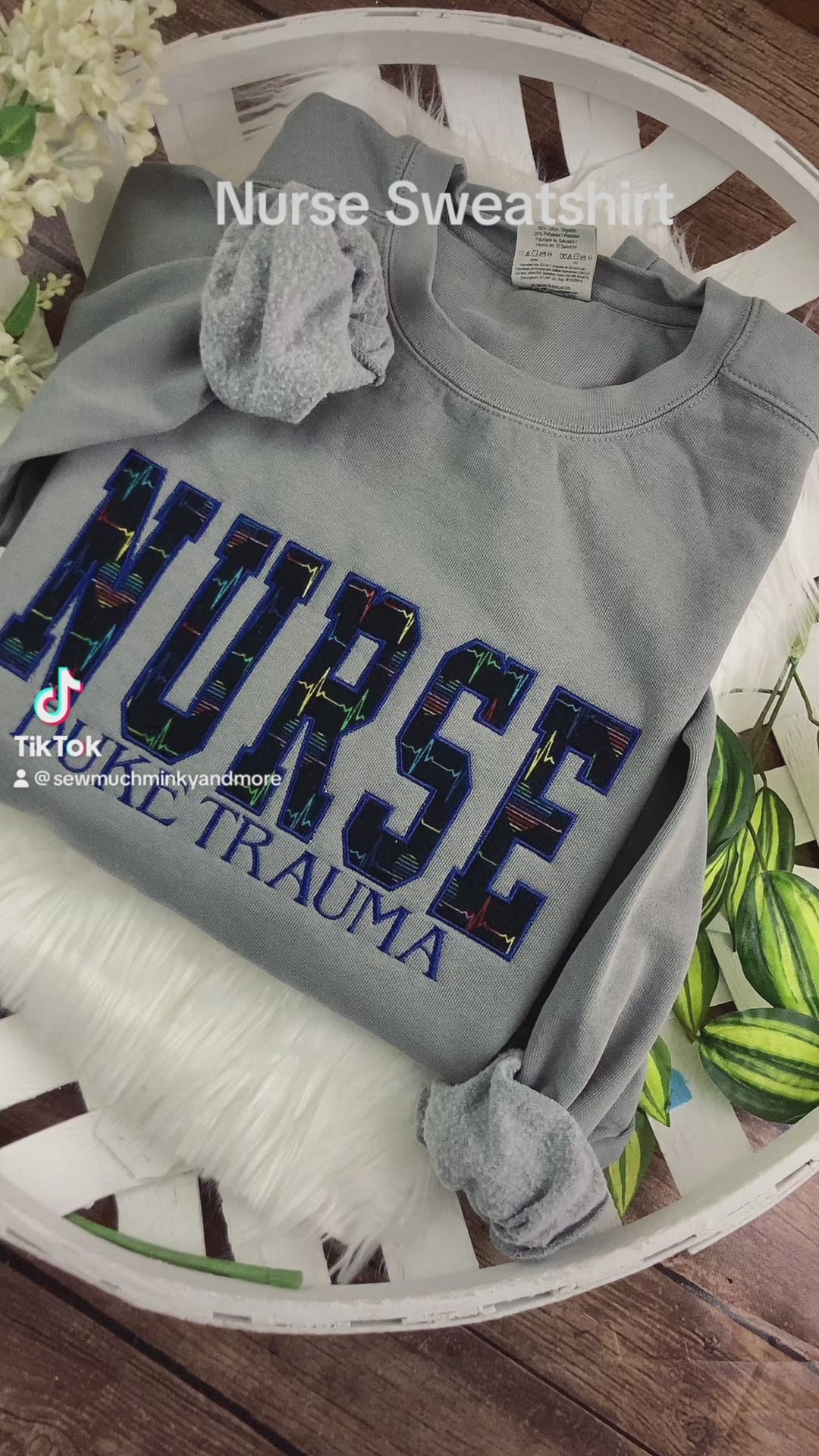 NURSE - Rainbow Heartbeat fabric - Trauma Unit, ER,  RN Licensed Practical, CNA, and many more options - Fabric Keepsake Sweatshirts - Applique