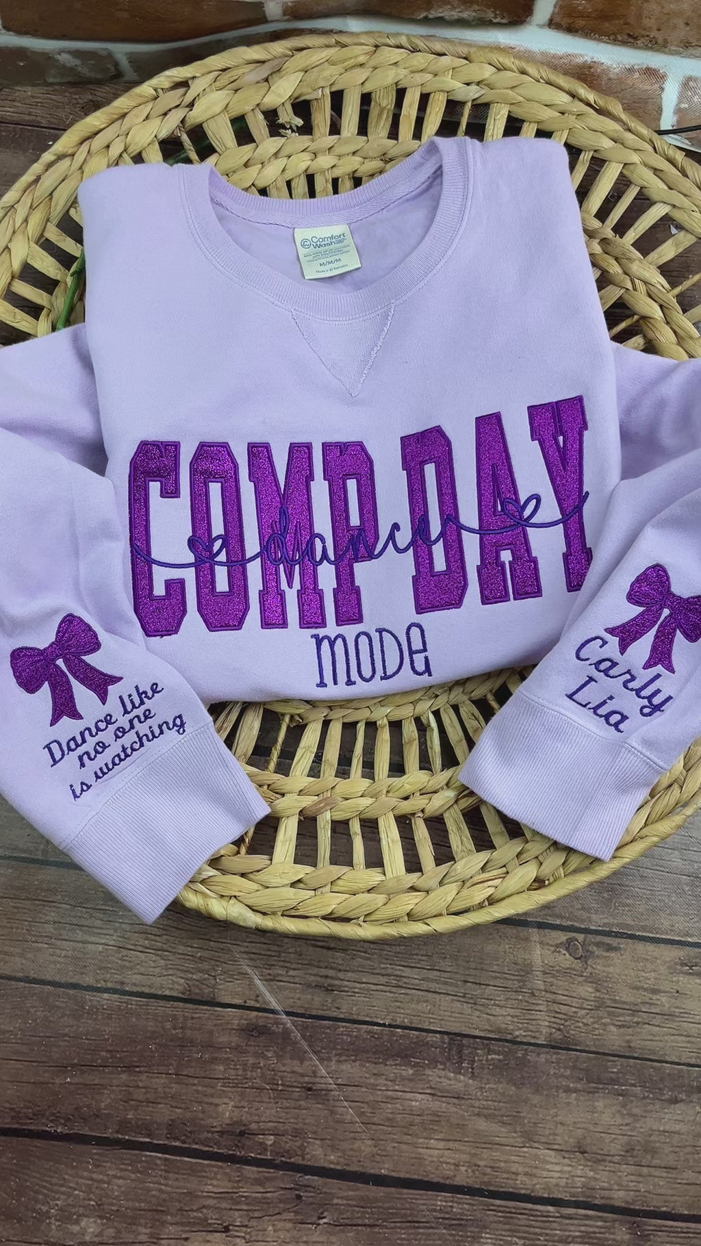 **Comp Day Dance Mode Glitter Embroidered Sweatshirt | Custom Dance Crew Shirt | Competition Day Gift | Personalized Dance Team Apparel**