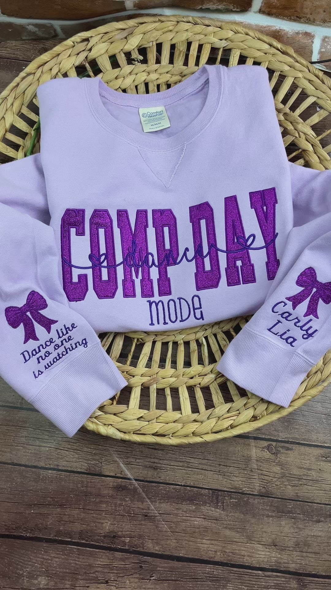 **Comp Day Dance Mode Glitter Embroidered Sweatshirt | Custom Dance Crew Shirt | Competition Day Gift | Personalized Dance Team Apparel**