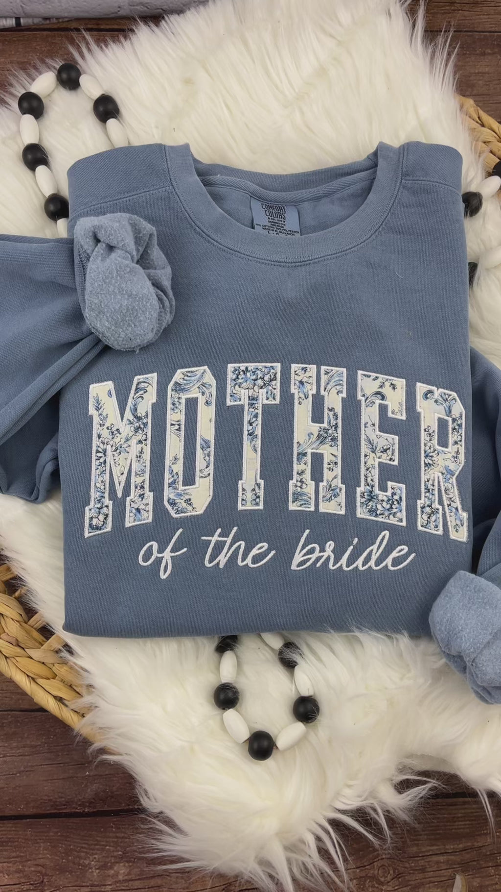 Mother of the Bride Floral Appliqué Shirt or Sweatshirt – Custom Wedding Apparel – Personalized Mother Wedding Outfit – Bridal Party Gift