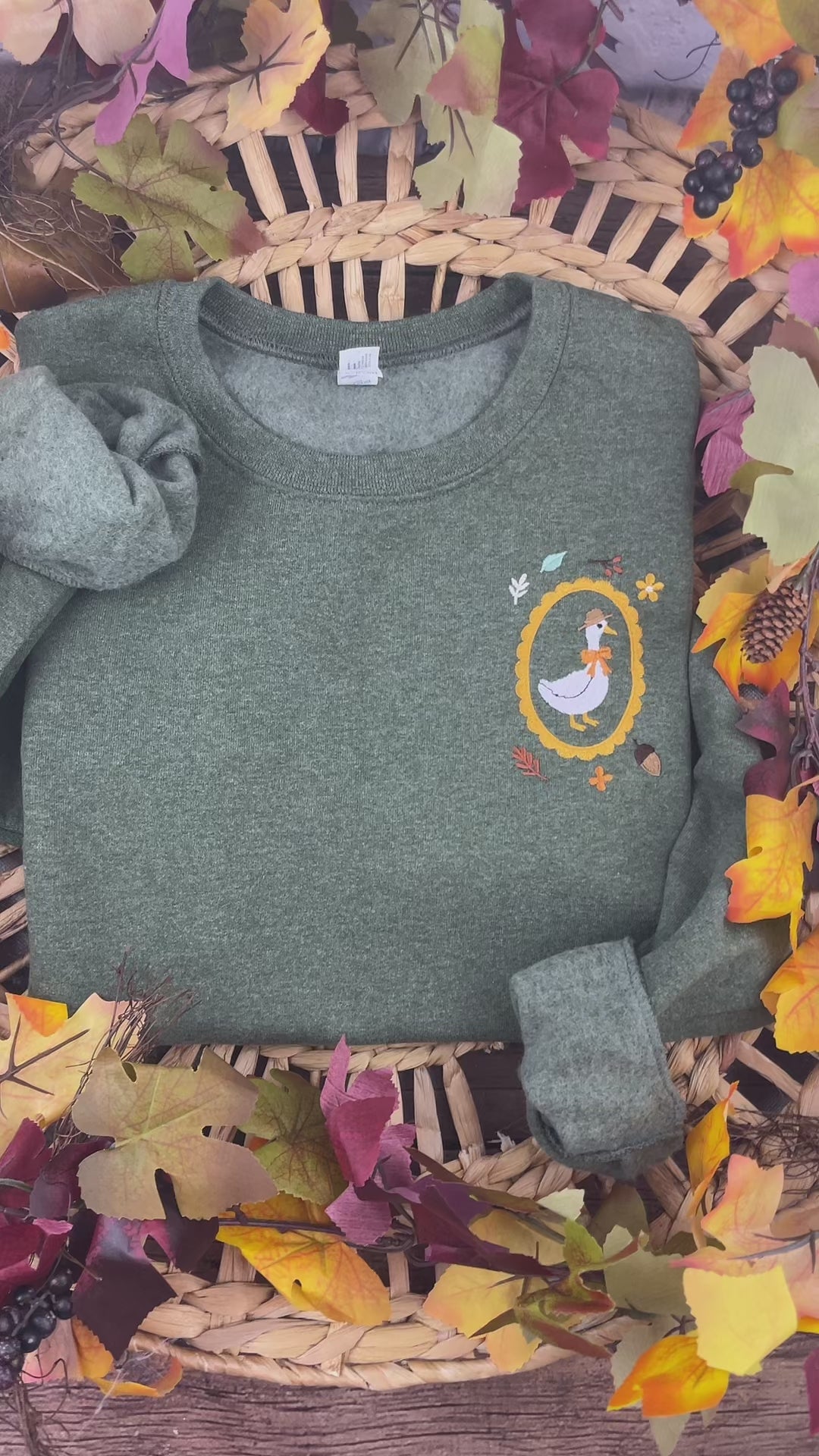 Cottagecore Fall Goose Embroidered Sweatshirt | Autumn Goose Crewneck | Cozy Farmhouse Shirt