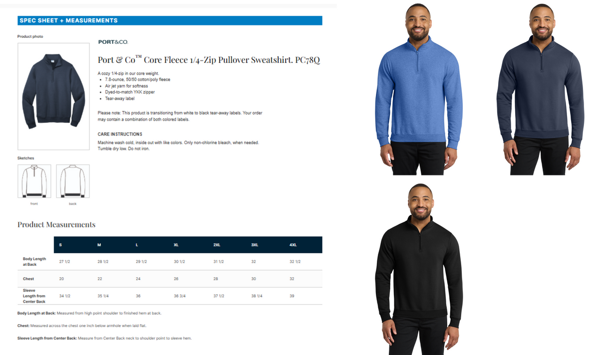 Eastek embroidered quarter zip fleece pullover sweatshirt - side view