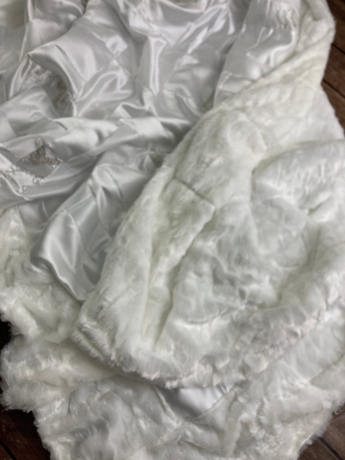 Wedding dress memory quilt keepsake made from a wedding gown - styled photo