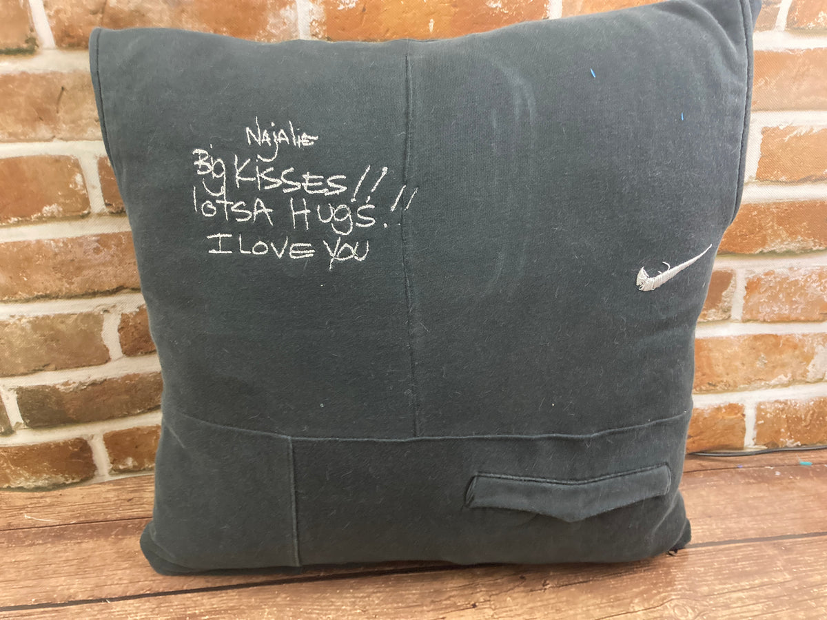 Memory pillow handmade from a loved ones clothing - fabric detail