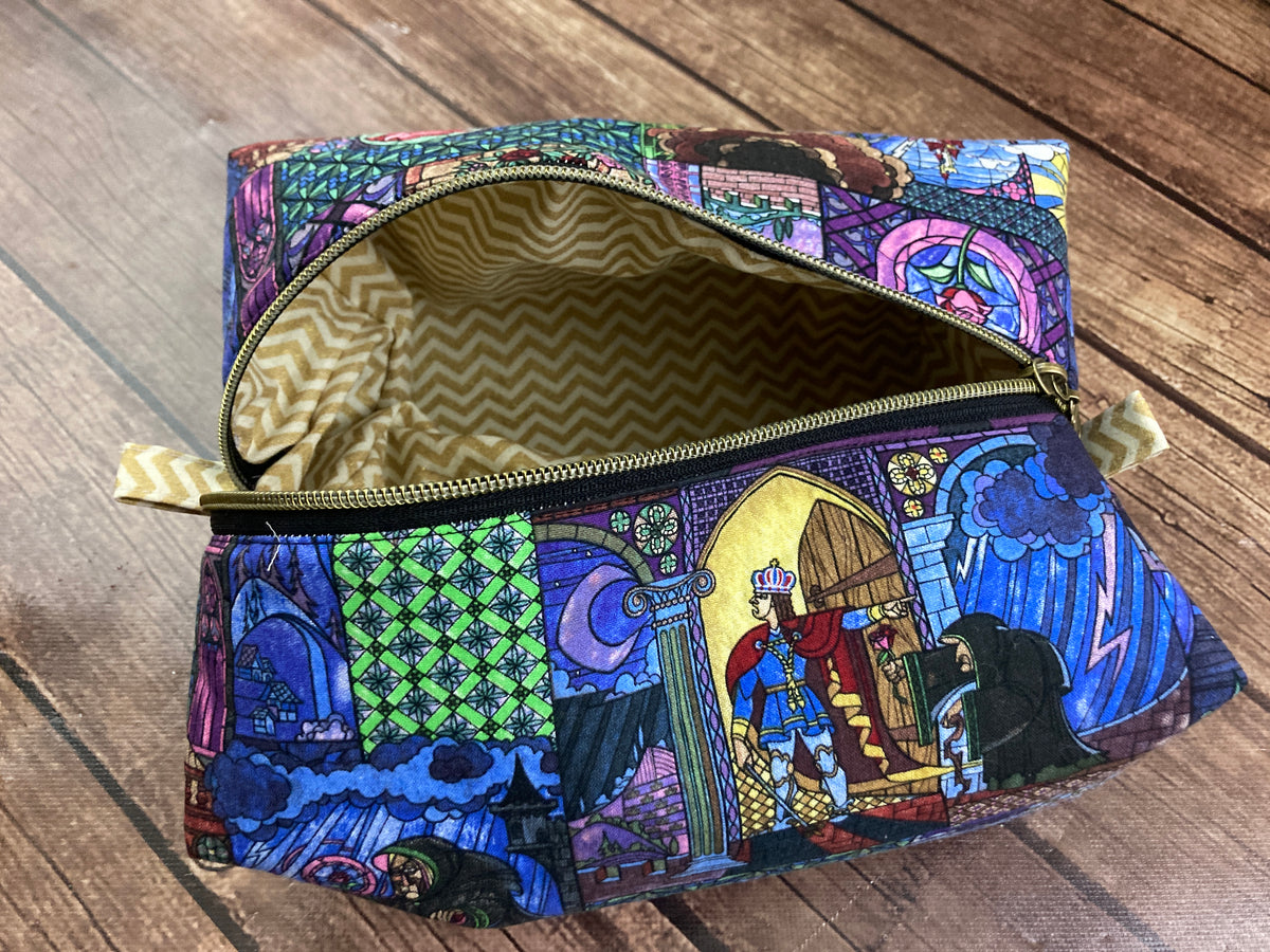 Fairy tale rose print handmade boxy zipper makeup pouch - extra view