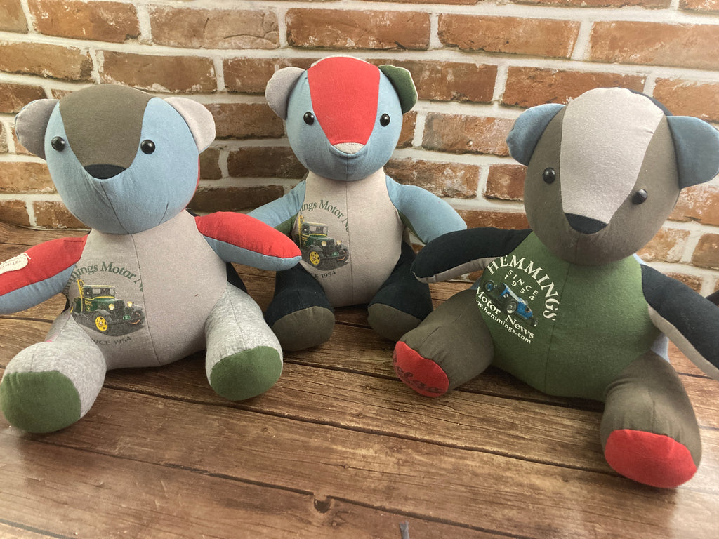 Memory bear handmade from a loved ones clothing - fabric detail