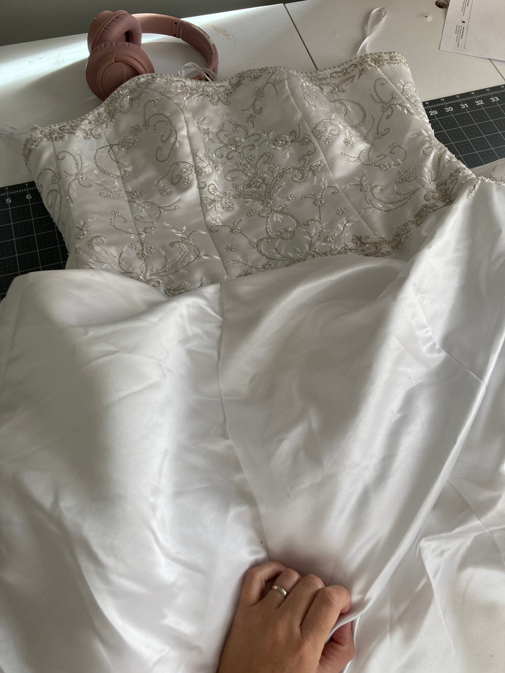 Wedding dress memory quilt keepsake made from a wedding gown - additional photo